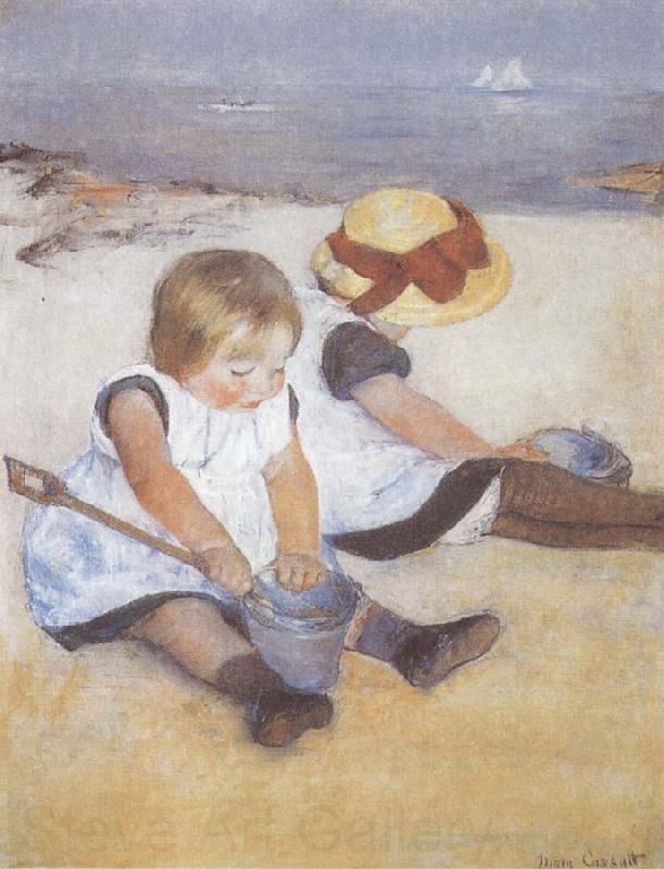 Mary Cassatt Two Children on the Beach Norge oil painting art